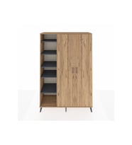Hyperion Dolap 7 Raflı 2 Kapaklı Tek Askılı 132x44x195 Çam-Çam/Antrasit