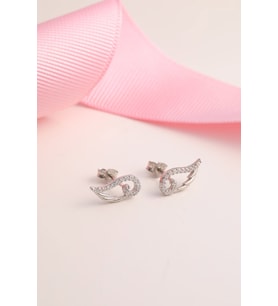 925 Ayar Gümüş Zirkon Taşlı Melek Kanadı Küpe - Silver