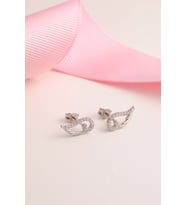 925 Ayar Gümüş Zirkon Taşlı Melek Kanadı Küpe - Silver