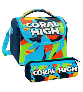 Coral High Erkek Çocuk Lacivert Mavi Grafiti Thermo Beslenme Çantası ve Üç Bölmeli Kalemlik Seti