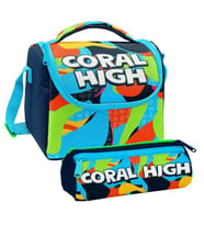 Coral High Erkek Çocuk Lacivert Mavi Grafiti Thermo Beslenme Çantası ve Üç Bölmeli Kalemlik Seti