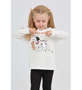 Toontoy Kız Çocuk Köpekli Ayı Baskılı Sweatshirt (Ekru)