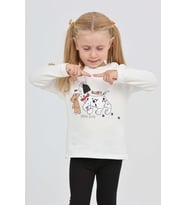Toontoy Kız Çocuk Köpekli Ayı Baskılı Sweatshirt (Ekru)