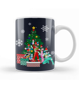 Power Rangers Around The Christmas Tree Kupa Bardak Porselen
