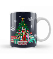 Power Rangers Around The Christmas Tree Kupa Bardak Porselen