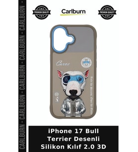 iPhone 17 Bull Terrier Desenli Silikon Kılıf 2.0 3D Modern Stil Aksesuar Cep Kılıfı