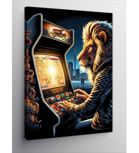 Kanvas Tablo Atari Oynayan Aslan