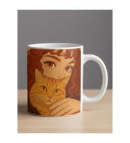 "Sarman Kedi" kedi Tasarımlı Hediyelik Porselen Kupa Bardak (Beyaz)