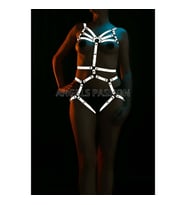 Dansçılar İçin Karanlıkta Parlayan  Harness Takım (Beyaz)