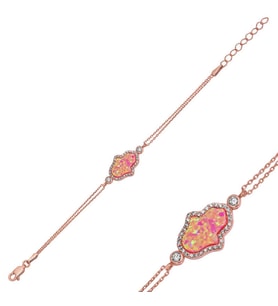pilelistore Gümüş Rose Pembe Opal Fatma Ana Eli Bileklik