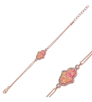 pilelistore Gümüş Rose Pembe Opal Fatma Ana Eli Bileklik