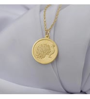 Kişiye Özel 925 Ayar Gümüş Tasarım Tavus Kuşu Figürlü Kolye (Gold)