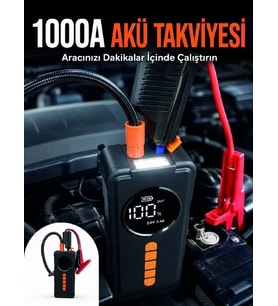 Taşınabilir Araç Acil Durum Cihazı 1000A Akü Takviye Hava Kompresörü Dijital Lastik Şişirme Pompası