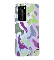 Huawei P40 Pro Uyumlu Kapak Abstrackt Tasarımlı Şeffaf Silikon Kılıf