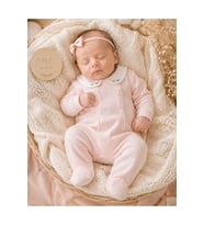 Nakışlı Bebe Yakalı Triko Bebek Tulum
