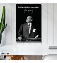 Tekli Dikey Kanvas Makam Panosu Atatürk Sözleri Beni Türk Hekimlerine emanet ediniz.