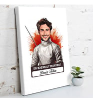 Kişiye Özel Hediye Karikatürlü En Başarılı Erkek Eskrimci Kanvas Tablo