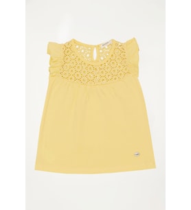 Breeze Kız Çocuk Tişört Dantelli 4-8 Yaş, Sarı