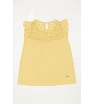 Breeze Kız Çocuk Tişört Dantelli 4-8 Yaş, Sarı
