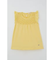 Breeze Kız Çocuk Tişört Dantelli 4-8 Yaş, Sarı