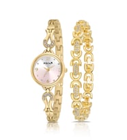Polo Air Vintage Kadın Kol Saati Ve Oval Bileklik Kombin Gold Pembe Renk PL-1599B3