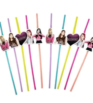 Pipet Black Pink Temalı Artistik Körüklü Pipet 10 lu Doğum Günü Temalı Pipet