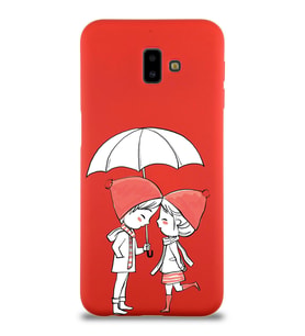Samsung Galaxy J6 Plus Uyumlu Lansman Kılıf Aşk Tasarımlı İçi Kadife Kapak-Kırmızı (Şeffaf)