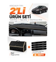 e-biz GEELY FC (2008-2012) Uyumlu Torpido Örtüsü + Deri Bagaj Çantası Seti - Siyah-Bej - GE002