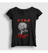 Presmono Kadın Siyah Ken Kaneki Anime Tokyo Ghoul T-Shirt 136730tt
