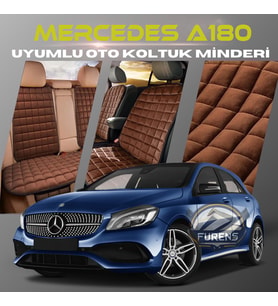 Mercedes A180 Kahverengi Renk Tay Tüyü Cepli & Terletmez Sırtlı Oto Koltuk Minder Seti - Koltuk Koruma Kılıfı (ÖN & ARKA TAM SET)