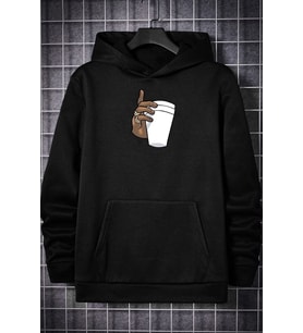 Tupac Coffee Baskılı Sweatshirt (Siyah)