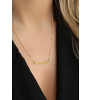 Kişiye Özel 925 Ayar Gümüş Minimal Romen Rakamlı Tarih Kolye (Gold)
