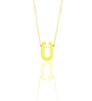 Söğütlü Silver Gümüş altın yaldızlı üç boyutlu minimal ü harf kolye