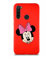 Xiaomi Redmi Note 8 Soft Premier Kapak Minnie Mouse-C Tasarımlı Silikon Kılıf - Kırmızı (Şeffaf)