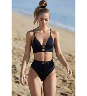 pilelistore Kadın Siyah Yüksek Bel Özel Bikini Takımı