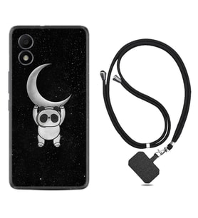 TCL 303 Kılıf Resimli Boyun Askılı İpli Desenli Silikon Series Panda Moon 1811