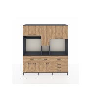 Hyperion Dolap 10 Raflı 6 Çekmeceli 8 Kapaklı 220x44x243 Antrasit-Çam/Çam