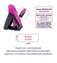 KAŞECİNİZ TRODAT 9411 CEP KAŞE PEMBE MAKİNE MAVİ MÜREKKEP