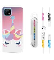 Realme C11 C21 C21Y C25Y C11 2021 Kılıf Kablo Koruma Spiral Silikon Sweety Unicorn 1737