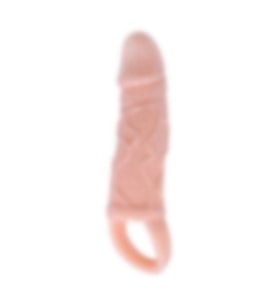 River World 18 cm'lik 3 cm'lik Dolgulu Uzatılabilen Testis Halkalı Pe nis Kılıfı
