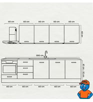 300 cm Mutfak Dolabı  MDF Kapak Tezgah Dahil YRKN300 100 (Gümüş)
