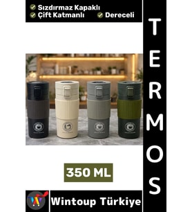 #Termos Kamp Outdoor Piknik Ofis Gündelik Sızdırmaz Kapaklı Çift Katmanlı Dereceli Mug Termos 350 ML