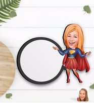BK Gift Kişiye Özel Süper Girl Karikatürlü Ahşap Bardak Altlığı-1