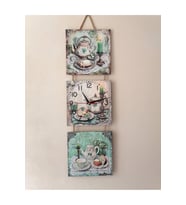Otantik Hediyelik halatlı dekoratif tablo detaylı 3 lü set mutfak (kitchen) saati