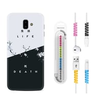 Samsung J6 Plus J7 Prime J7 Pro M20 Kılıf Kablo Koruma Spiral Silikon Life and Death 1339