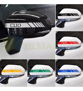 Renault Clio Yan Dikiz Ayna Şerit Oto Sticker Etiket Yapıştırma Çıkartma 3 Çift ( 20 X 2 Cm Ölçü )