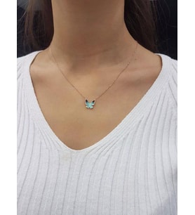 Kelebek Lazer Mineli Minimal Kolye (Karışık)