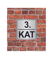 3. Kat  Yazılı Metal Yönlendirme Levhası 15x15 cm
