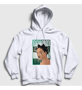 Presmono Unisex Beyaz Poster Rihanna Kapüşonlu Sweatshirt 338301tt