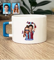 Kişiye Özel Karikatürlü Bordo Mavi Taraftar Sevgiliye Hediye Lüks Fincan Sevgililer Günü Hediyesi